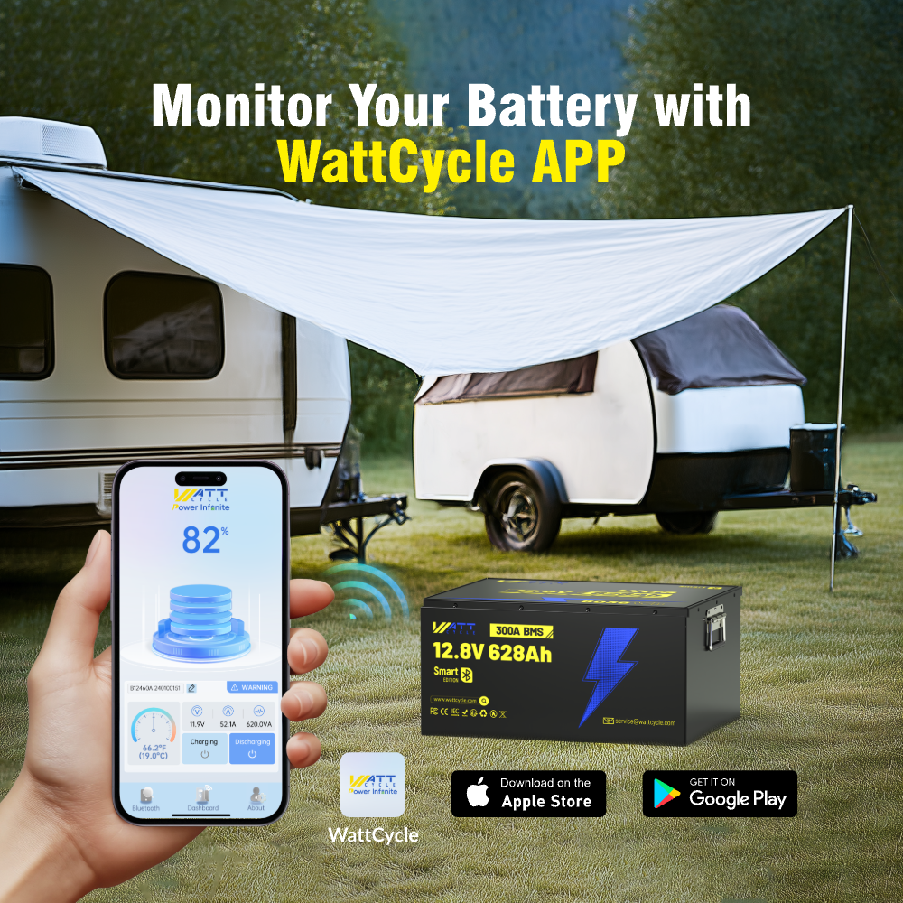 WattCycle 12V 628Ah Ultra Bluetooth LiFePO₄ Battery – 8038Wh Smart Energy Storage