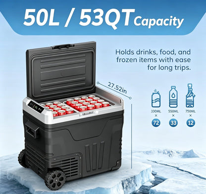 Clearance Portable 12V Car Refrigerator 35L, Dual 12V/24V DC & 110-240V AC Power, -4°F~68°F Adjustable Temp