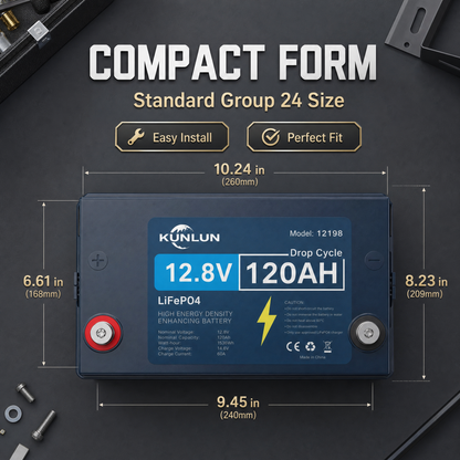 ⚡ KUNLUN 12V 120Ah LiFePO4 Battery | Reliable Deep Cycle Power