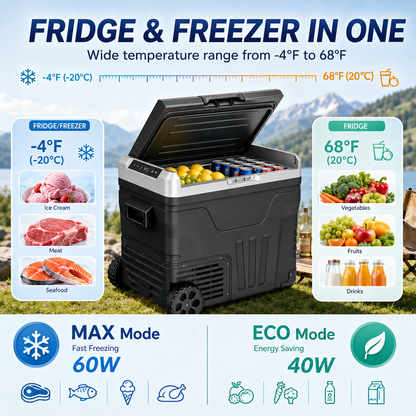 Clearance Portable 12V Car Refrigerator 35L, Dual 12V/24V DC & 110-240V AC Power, -4°F~68°F Adjustable Temp