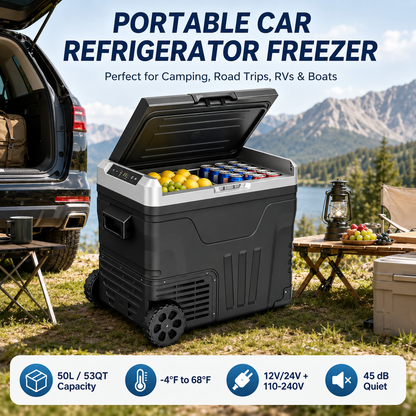 Clearance Portable 12V Car Refrigerator 35L, Dual 12V/24V DC & 110-240V AC Power, -4°F~68°F Adjustable Temp