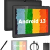 10.1" Android 13 Tablet with Stylus Pen | 6GB RAM 32GB ROM 128GB Expand | Quad-Core CPU, 5000mAh Battery | IPS HD Display | Kid-Friendly & Work Tablet with Screen Protector