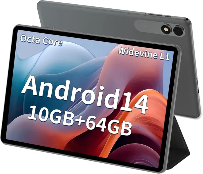 10.1'' Android 14 Tablet, Black, 10GB RAM+64GB ROM, Widevine L1, HD IPS Display, 6000mAh Battery, Dual-Band Wi-Fi, Bluetooth 5.0, 1TB Expandable Storage - Image 2