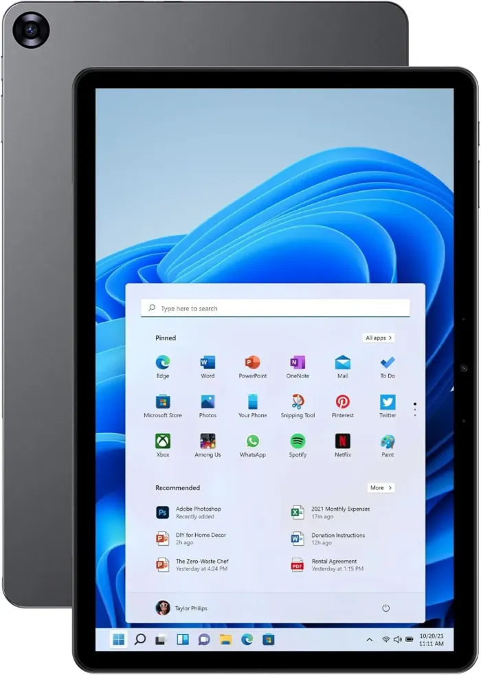 10.1" Window 11 Pro Tablet PC 12GB RAM 256GB SSD, Intel Core m3 Processor (up to 3.4 GHz), HD Touchscreen, BT5.0 WiFi 5, Type-C, Micro HDMI, Dual Webcam, Space Gray (Keyboard Sold Separately) - Image 2