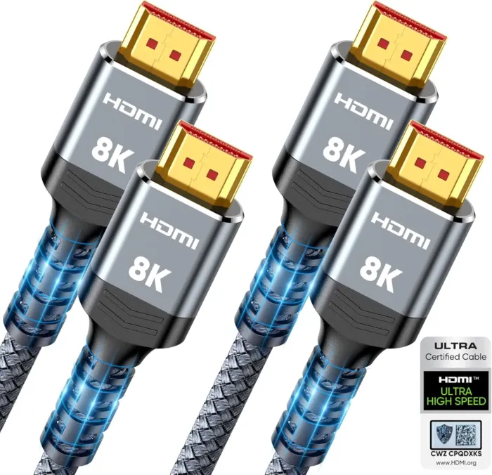 10K 8K HDMI 2.1 Cable 2-Pack 6.6FT, Highwings Certified 48Gbps Ultra High Speed Slim HDMI Cord,Support 4K@120Hz 8K@60Hz, HDCP 2.2&2.3, Dynamic HDR,eARC,DTS:X, Compatible with Roku TV/HDTV/PS5/Blu-ray - Image 2