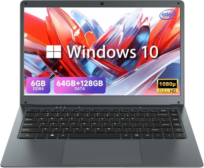 14" FHD Lightweight Laptop, Intel Celeron N3350 Laptop Computer, 6GB LPDDR4 RAM 192GB(64GB eMMC/128GB SSD), WI-FI 5, BT5.0, HD Camera, Windows 10 Laptop Computer for Home & Study