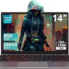 14" Laptop Win 11 256GB SSD Up to 1TB SSD Expand Celeron N4020 Up to 2.8Ghz Dual-Core Processor 6GB DDR4 1920x1080 FHD Dual WiFi BT4.2 with Webcam Keyboard Protect Flim for Business-Gray