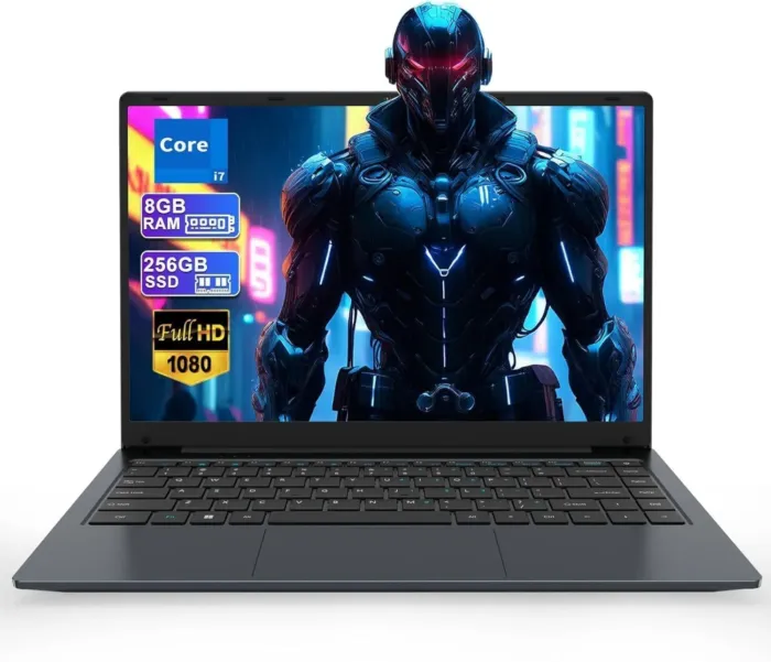 14.1" Laptop, Laptop Computer Core i7 Processor(Up to 2.7GHz), Student Laptop 8GB DDR3 256GB SSD, FHD IPS 2 in 1 Laptop Wifi5 BT4.2 USB3.0 * 3 Ethernet Port*1 HDMI*1 SD Slot*1 Audio Jack*1 - Image 2