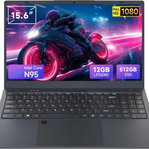 15.6 Inch Student Business Laptop Computer, LPDDR5 12GB RAM 512GB ROM, Intel N95 Processor(Up to 3.4GHz), Windows 11 Pro with FHD IPS Display, WiFi 5, Bluetooth 5.2, Type-C, HDMI, USB 3.2