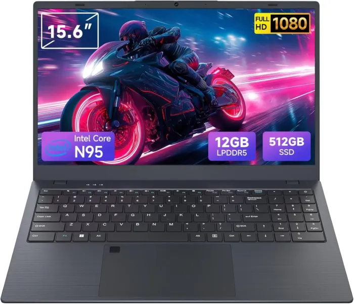 15.6 Inch Student Business Laptop Computer, LPDDR5 12GB RAM 512GB ROM, Intel N95 Processor(Up to 3.4GHz), Windows 11 Pro with FHD IPS Display, WiFi 5, Bluetooth 5.2, Type-C, HDMI, USB 3.2 - Image 2