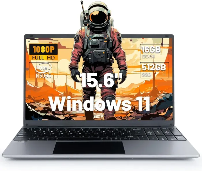 15.6" Laptop Computer,16GB RAM 512GB SSD, Intel Celeron Quad-Core N5095 Processor, Laptop Computers with FHD IPS 1920x1080 Display,2.4/5G WiFi, Bluetooth, Type-C, Mini HDMI, USB 3.0 - Image 2