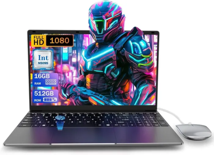 15.6 inch Laptop Computer,16GB RAM LPDDR4 512GB SDD Portable Laptop Computer Cerelon N5095 Processor FHD 1920 * 1080 Laptop PC with Touch ID, WiFi5, BT4.2, USB 3.0 - Image 2