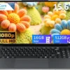 15.6 inch Laptop, Laptops with Core I3 (up to 3.40GHz), Gaming Laptop 16GB DDR3 512GB ROM, FHD 1920 x 1080, Win11 Traditional Laptop Computers with WIFI BT 5.0 Netbook For Student Business Work