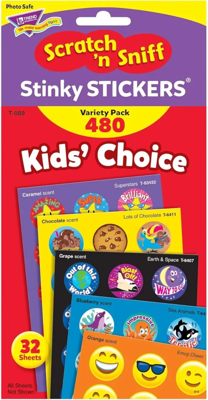 Trend Enterprises: Sweet Scents, Scented Scratch 'N Sniff Stinky Stickers, Fun for Rewards, Incentives, Crafts and as Collectibles, 108 Designs, 30 Sheets Included, for Ages 3 and Up