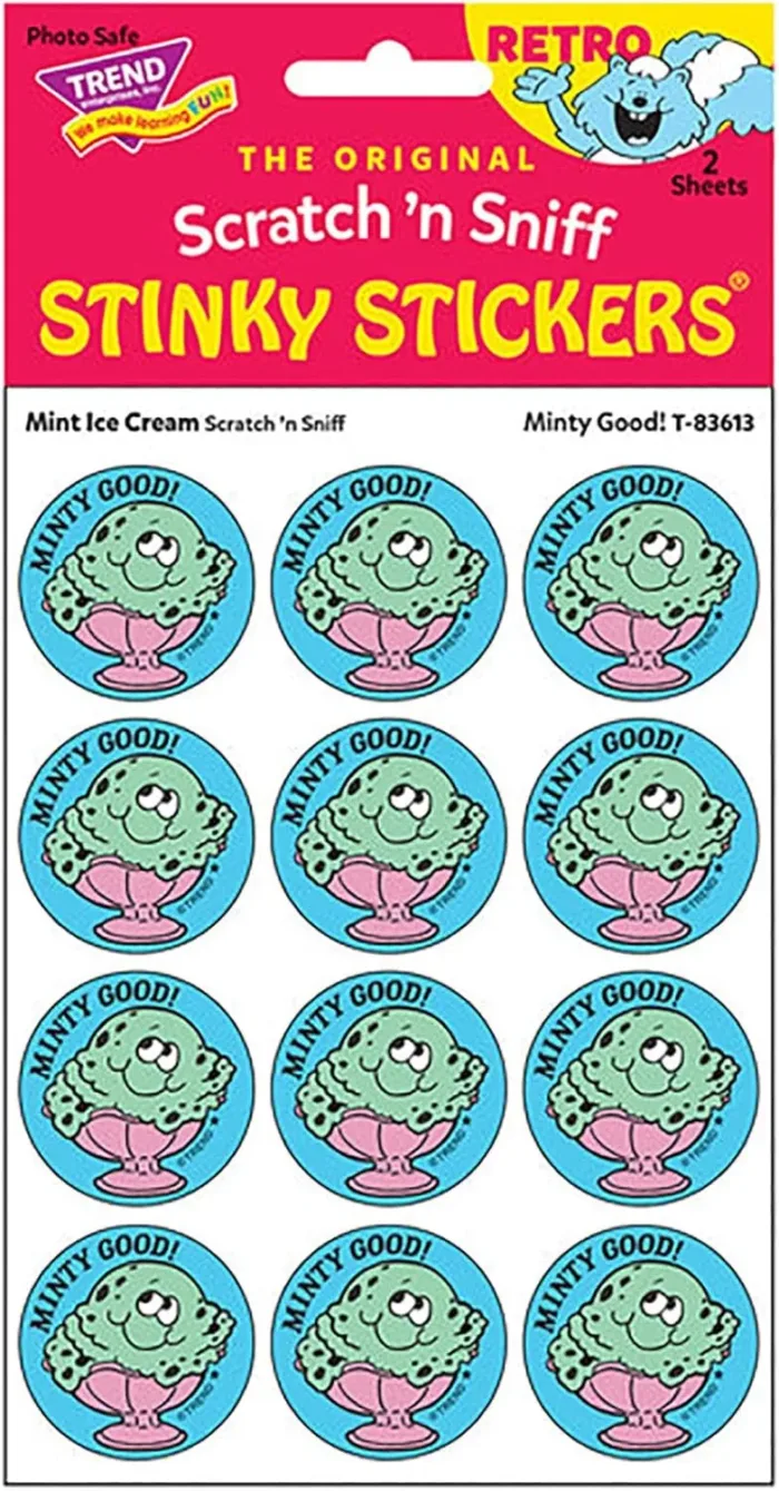 Minty Good!/Mint Ice Cream Scent Retro Stinky Stickers by TREND; 24/Pack - Authentic 1980s Designs!