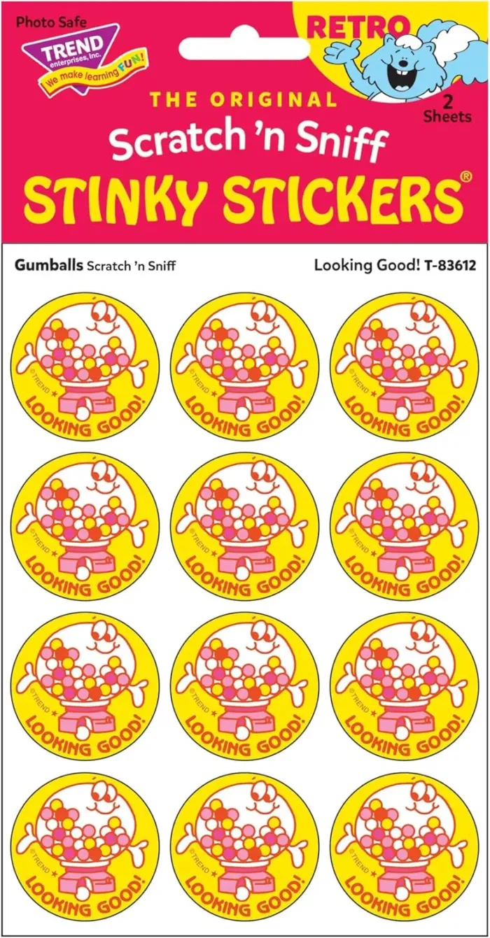 Looking Good!/Gumballs Scent Retro Stinky Stickers by TREND; 24/Pack - Authentic 1980s Designs! - Image 4