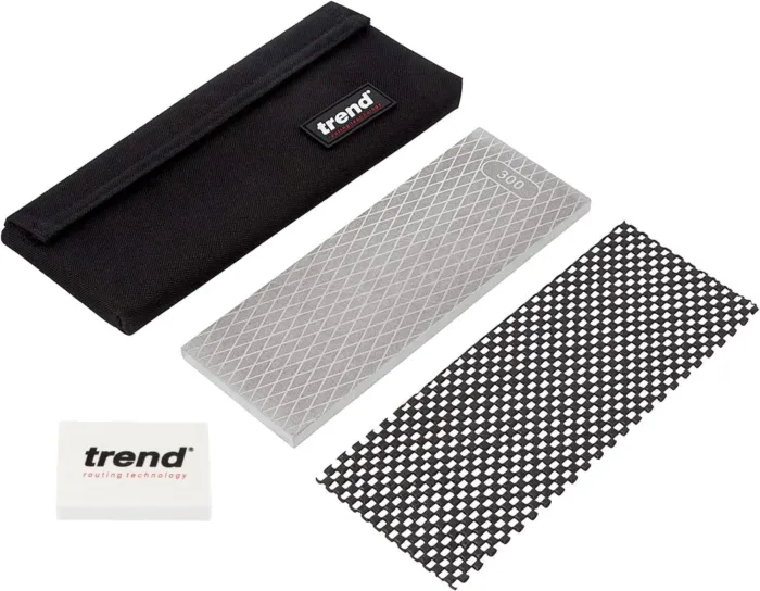 Trend Diamond Sharpening Stone Kit, 8 x 3 Inch Double Sided (300/1000 Grit) Bench Stone with Pouch, Cleaning Block & Non-Slip Mat, DWS/CP8/FC - Image 4