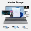 ApoloSign Laptop, 12GB RAM, 512GB SSD, 15.6" Full HD Notebook, Expandable to 1TB, Intel N5095 Processor, Dual-Band WiFi, 178° Viewing Angle, Dual Speakers