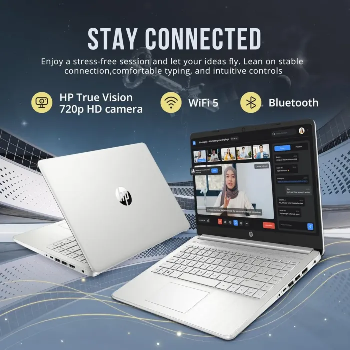 HP Stream 14" HD BrightView Laptop, Intel Celeron N4120, 16GB RAM, 256GB Storage (128GB eMMC + 128GB USB Card), Intel UHD Graphics, HD Camera, Fast Charge, 1 Year Office 365, Win 11 S, Silver - Image 3