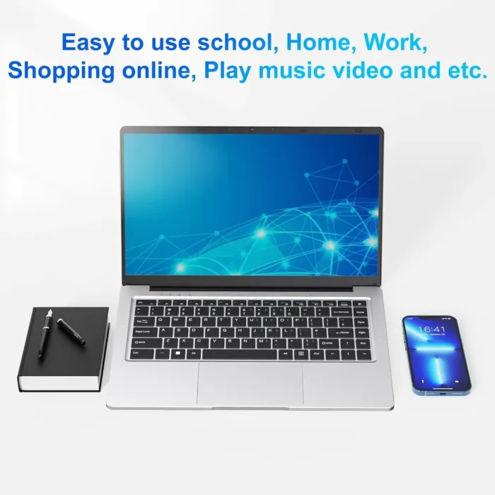 Laptop Computer, 14 inch Laptop Dual-Core Cerelon N4000 6GB RAM 128GB SSD Portable Laptop, 1366x768 IPS Display Fanless Design Laptop PC, WiFi 2.4/5G, BT 5.0, USB 3.0, Mini HDMI, Include USB-C Hub - Image 3