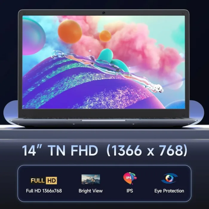 14" FHD Lightweight Laptop, Intel Celeron N3350 Laptop Computer, 6GB LPDDR4 RAM 192GB(64GB eMMC/128GB SSD), WI-FI 5, BT5.0, HD Camera, Windows 10 Laptop Computer for Home & Study