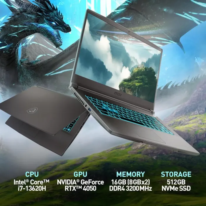 MSI Thin 15 15.6” 144Hz FHD Gaming Laptop: Intel Core i7-13620H, NVIDIA Geforce RTX 4050, 16GB DDR4, 512GB NVMe SSD, WiFi 6E, Win 11: Black B13VE-2678US - Image 3