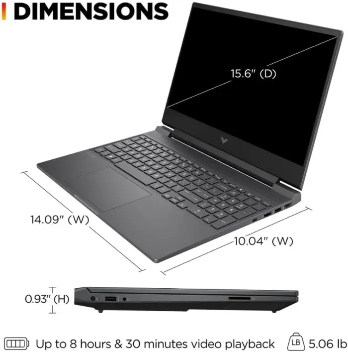 HP Victus 15.6" 144Hz FHD Gaming Laptop,AMD Ryzen 5 7535HS,16GB DDR5 RAM,512GB SSD,AMD Radeon RX 6550M,Beats RTX 2050,Backlit Keyboard,Windows11 Pro, Mica Silver - Image 3