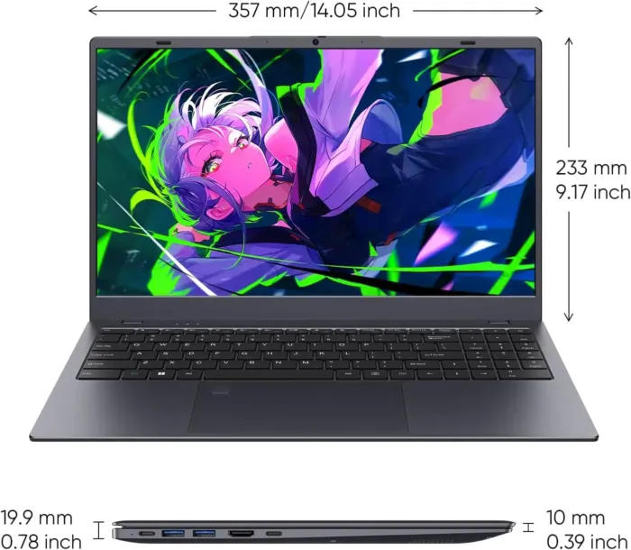 Coolby 15.6inch Windows 11 Laptop, 12GB RAM/256GB SSD, 1920x1080 IPS Display, Intel N95(Beats N5095) Quad Core Laptop Computer, Support Fingerprint, WiFi 5, BT - Image 3