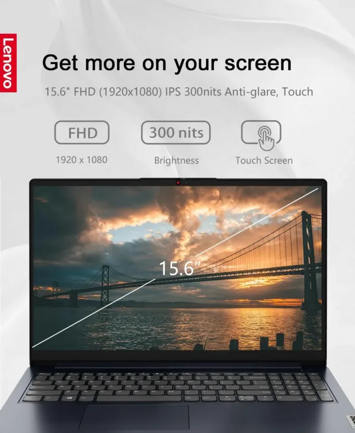 Lenovo Ideapad 1 Laptop, 15.6" FHD (1920x1080) IPS 300nits Anti-Glare Display, Touch, Ryzen 5 7520U, 8GB RAM, 256GB Storage, AMD Radeon Graphics, HDMI, Windows 11, HDMI, Abyss Blue - Image 4