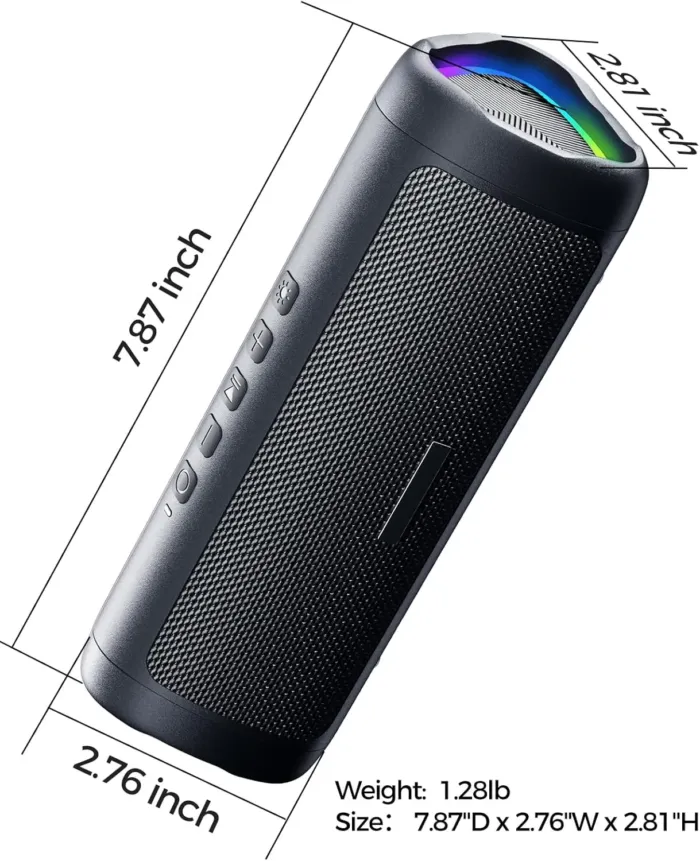 Bluetooth Speaker with HD Sound, Portable Wireless, IPX5 Waterproof, Up to 20H Playtime, TWS Pairing, BT5.3, for Home/Party/Outdoor/Beach, Electronic Gadgets, Birthday Gift (Black) - Image 3