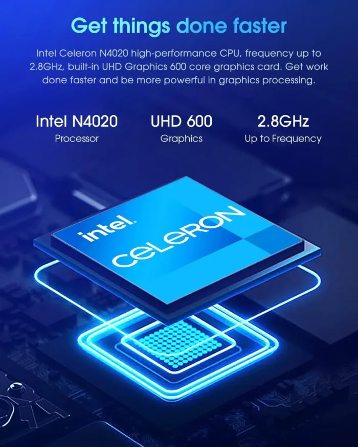 CHUWI HeroBook Pro 14.1'' Laptop, 256GB SSD 8GB RAM, Windows 11 Laptops, 2TB SSD Expand, Intel Celeron N4020(up to 2.8GHz), 2K FHD IPS Display, Ultra Slim, Mini-HDMI, 5G WiFi, USB3.0, Webcam,TF Card - Image 3