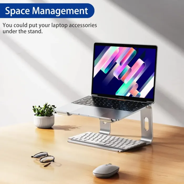 BESIGN LS03 Aluminum Laptop Stand, Ergonomic Detachable Computer Stand, Riser Holder Notebook Stand Compatible with Air, Pro, Dell, HP, Lenovo More 10-15.6" Laptops, Silver - Image 4