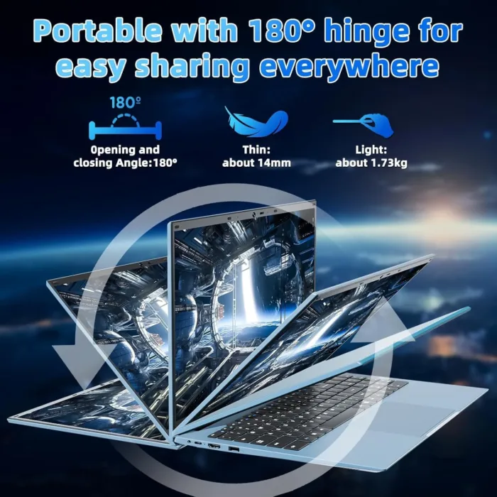 15.6 Inch Laptops, Windows 11 Laptop Computers with 36GB RAM 128GB EMMC+1024GB SSD, Celeron N5095 Quad-Core, 1 Year Office 365, WiFi 6, 180° Viewing, USB 3.2, HDMI, Type-C, 7000mAh Battery - Image 3