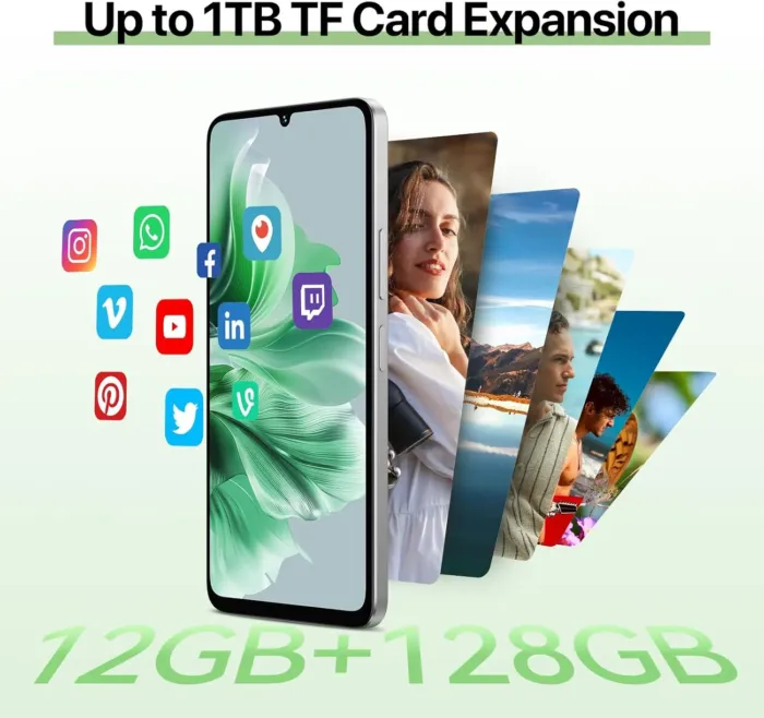 UMIDIGI G9C Android 14 Unlocked Cellphone,Octa-core 12GB +128GB Expand 1TB Unlocked Smartphone,6.75" HD+ 90Hz,5000mAh Battery,50MP Camera,GPS,BT 5.4,NFC,AI Face Unlock,Warranty,White - Image 9