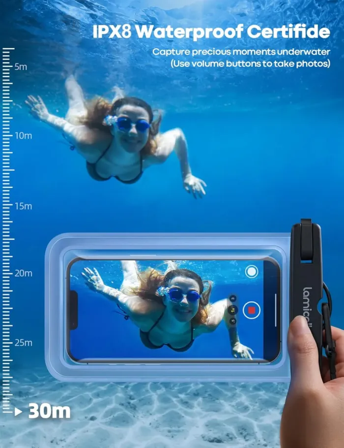 Lamicall Waterproof Phone Pouch Case - [2 Pack][Easy Lock & Heavy Duty] IPX8 Water Proof Cell Phone Dry Bag for Beach, Protector for iPhone 16 15 14 13 12 11 Pro Max Plus XS XR, Galaxy S24 S23, 4-7" - Image 3