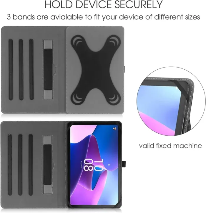 Universal 9",9.7",10.1",10.2",10.5",10.9",11" Tablet Case,Multi-Viewing Angels Stand Folio Case Cover with Handstrap for for iPad, Samsung,Other 9-11 inch Tablet,Black - Image 3