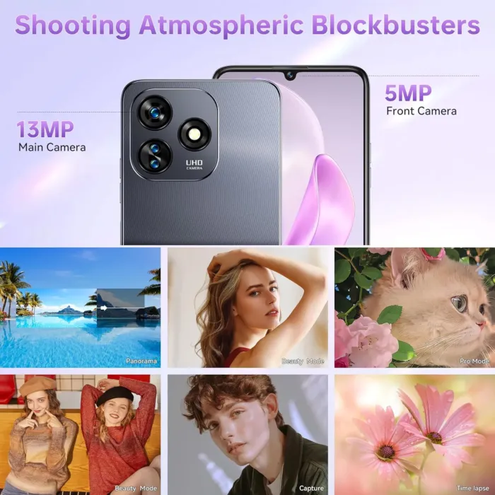 OUKITEL C51 Android 14 Smartphone - 6.8" HD+ Screen Unlocked Cell Phones, 18GB+128GB/SD 1TB, 5150mAh Battery Mobile Phones, 13MP Camera, Three Slots, Face ID/Fingerprint, GPS, BT5.0,T-Mobile, Black - Image 3