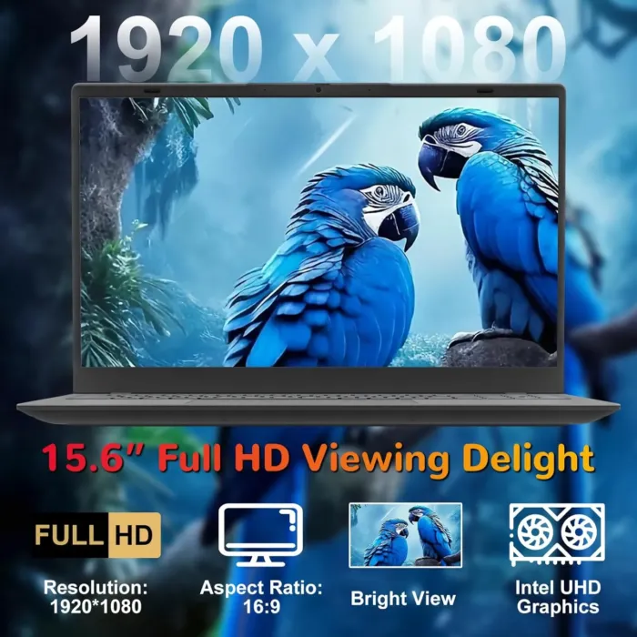 15 15.6" FHD 1920 X 1080 Display Laptop Computer for College Students Business, 8GB LPDDR4 RAM 256GB SSD, Dual-Core Intel Celeron, Numeric Keypad, Windows 11 Pro, Slim Portable, Gray - Image 3