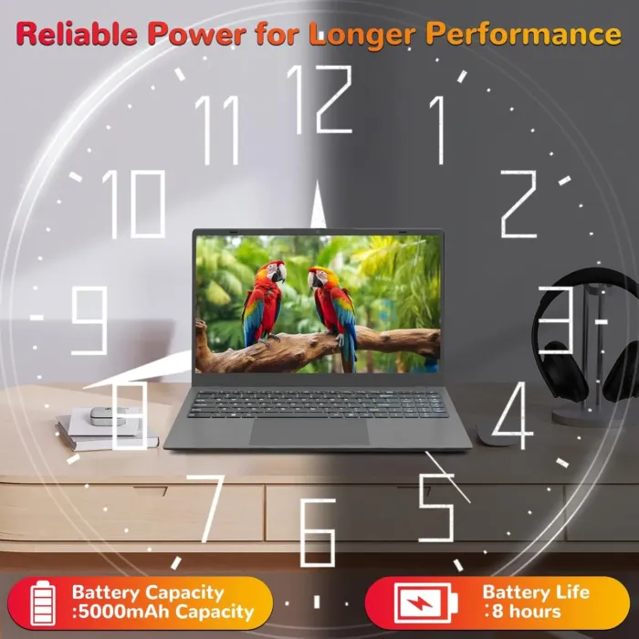 15 15.6" FHD 1920 X 1080 Display Laptop Computer for College Students Business, 8GB LPDDR4 RAM 256GB SSD, Dual-Core Intel Celeron, Numeric Keypad, Windows 11 Pro, Slim Portable, Gray - Image 8