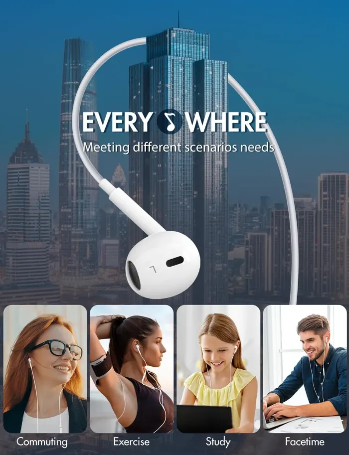 Antool Wired Earbuds,【Ultra Clear Calls & no Noise】 Headphones Earbuds Wired 3.5mm, in-Ear Earphones with Mic, Compatible with iPhone/iPad/Android/Laptop/PC 【2 Pack】 - Image 8