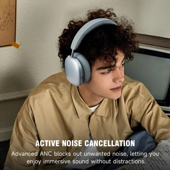Freepods 120H Playtime Wireless Over-Ear Headphones, ANC/ENC Pro-Level Active Noise Cancelling, Bluetooth Headphones with Built-in Microphone Type-C Charging for Call Travel Sports Gym-Sliver - Image 3