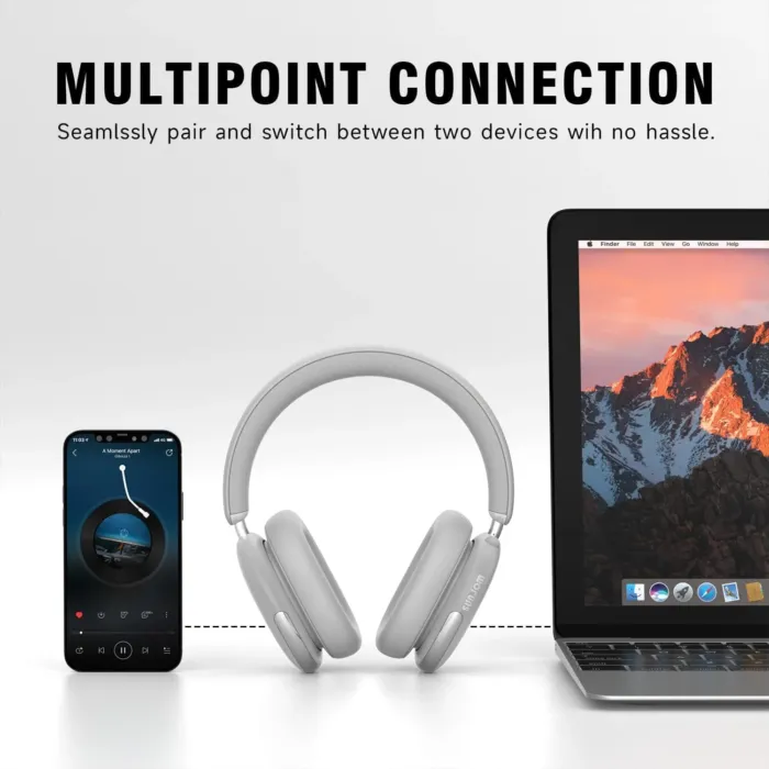 Freepods 120H Playtime Wireless Over-Ear Headphones, ANC/ENC Pro-Level Active Noise Cancelling, Bluetooth Headphones with Built-in Microphone Type-C Charging for Call Travel Sports Gym-Sliver - Image 4