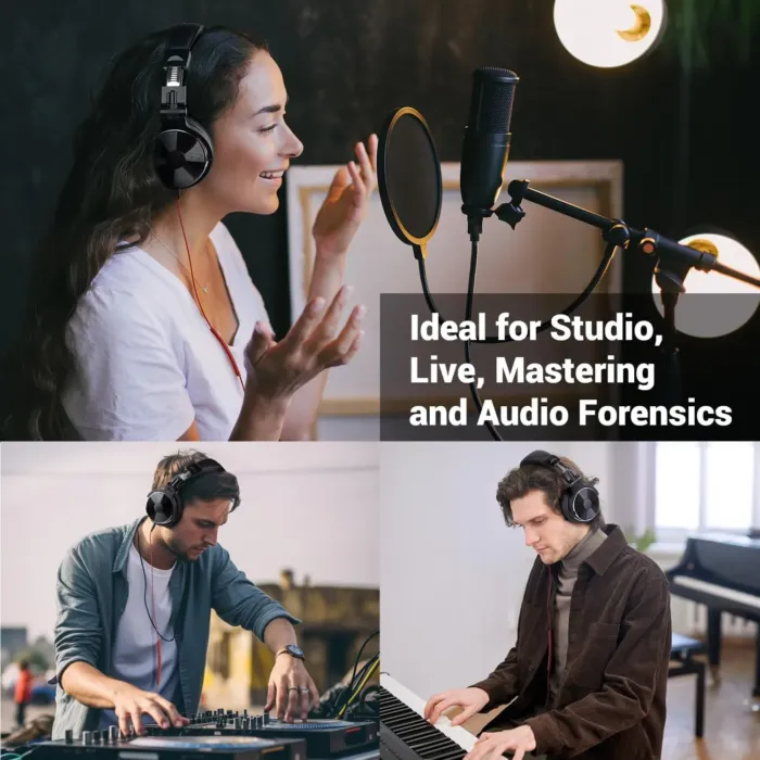 OneOdio Wired Over Ear Headphones Hi-Res Studio Monitor & Mixing DJ Stereo Headsets with 50mm Drivers and 1/4 to 3.5mm Jack for AMP Computer Recording Podcast Keyboard Guitar Laptop - Black - Image 3