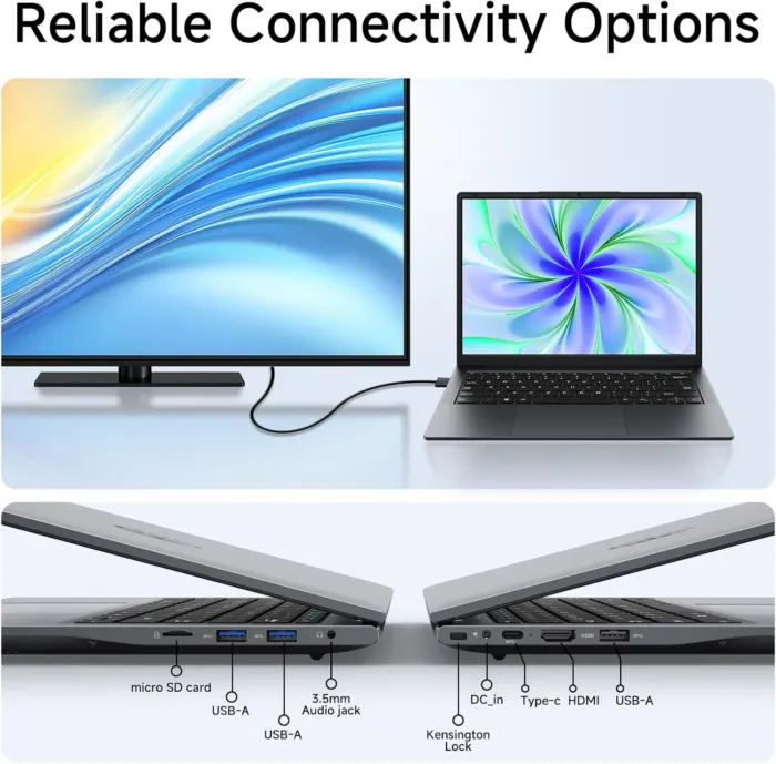 EYY Laptop Computer 16GB (8+8) RAM 512GB SSD, 14" 2K Resolution 3:2 Notebook Display, Intel M3-8100Y Processor(up to 3.40 GHz), MS Office, Windows 11 Laptop with Keyboard, WiFi 5, BT 5, HDMI, Gray - Image 7
