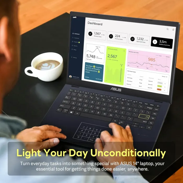 ASUS 14" FHD Ultra-Light Laptop, Intel Pentium N6000, 4GB RAM, 224GB Storage (64GB eMMC+160GB Docking Station Set), Intel UHD Graphics, AI-Powered, Copilot Ready, Long Battery Life, Windows 11, Black - Image 3