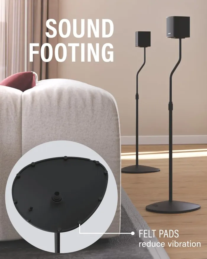 SANUS Speaker Stands Pair - Adjustable Height Speaker Stands for Satellite & Bookshelf Speakers up to 3.5lbs - Tool-Free Adjustment & Easy DIY Assembly - Image 4