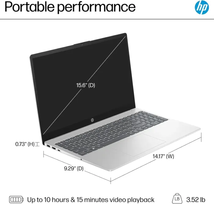 HP 15.6" HD Touch-Screen Laptop, 12th Generation 6-Core Intel Core i3-1215U Processor, 16GB RAM, 512GB SSD, lntel UHD Graphics, WiFi 6E, Bluetooth, Windows 11 S, Natural Silver, EAT Mouse Accessories - Image 3