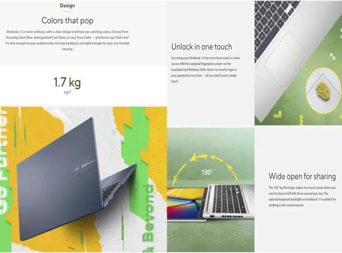 ASUS Vivobook 15.6" Slim Business Laptop - AMD Ryzen 7 7730U - 40GB RAM 2TB SSD - FHD - Webcam - Backlit KB - USB C - Win11 Home - w/Cloth - Image 3