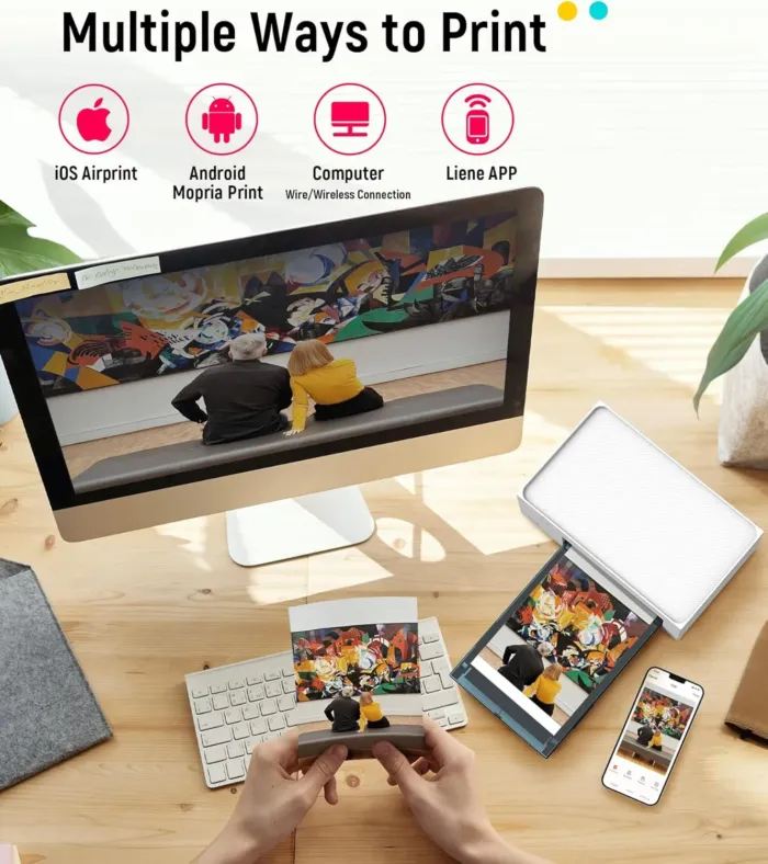 Liene M100 4x6'' Photo Printer, Phone Printer 100 Sheets & 3 Cartridges, Full-Color Photo, Portable Instant Photo Printer for iPhone Android, Thermal Dye Sublimation, Wi-Fi Picture Printer 100 Papers - Image 3