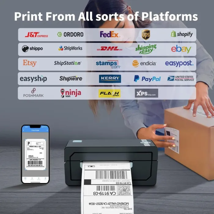 JADENS Bluetooth Thermal Shipping Label Printer – Wireless 4x6 Shipping Label Printer, Compatible with Android&iPhone and Windows, Widely Used for Ebay, Amazon, Shopify, Etsy, USPS - Image 3